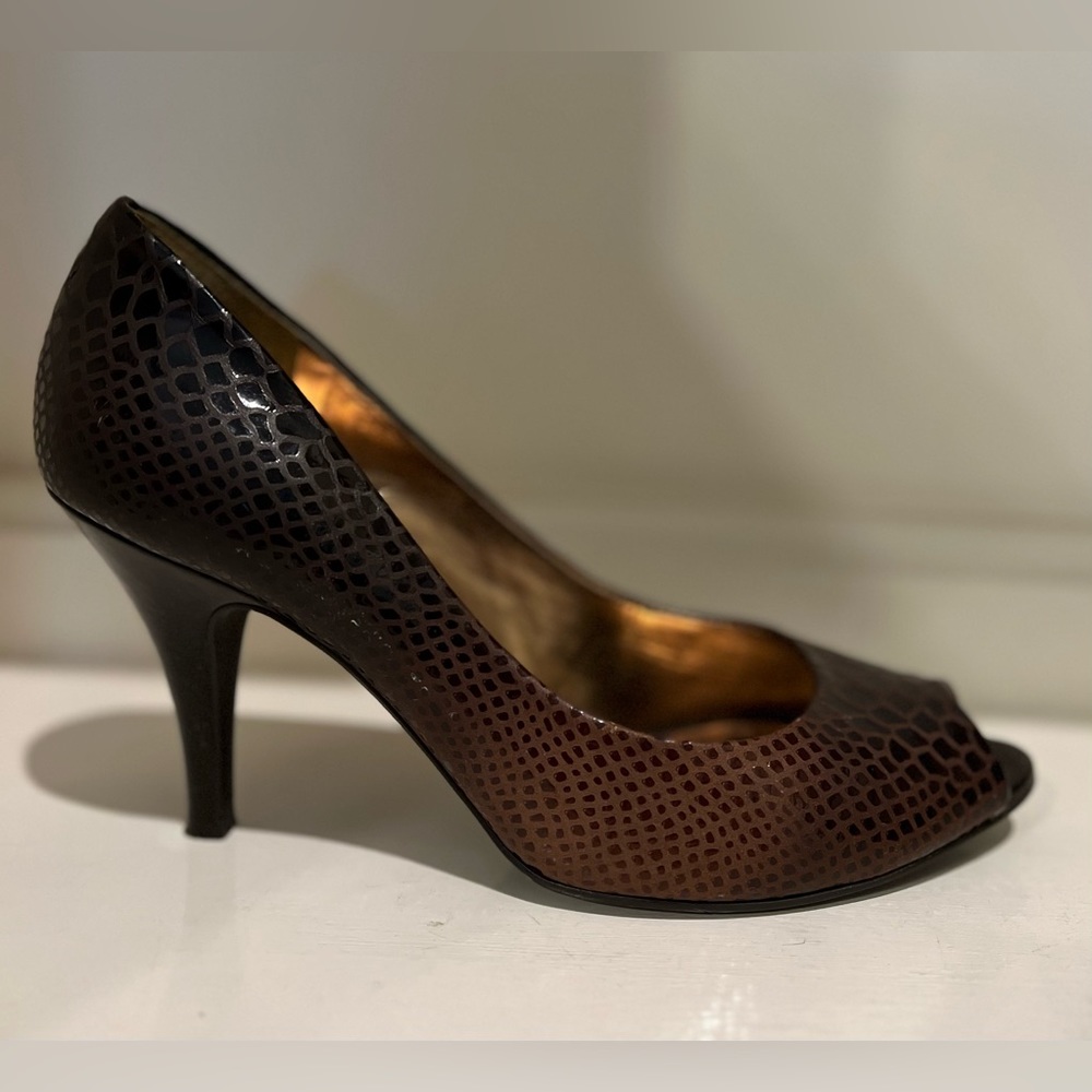 Women’s Michelle D Brown Snake Print Heels